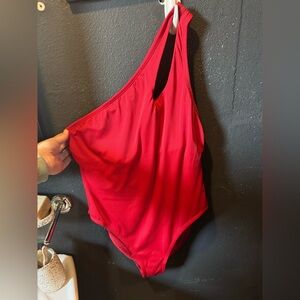 Women’s Shade & Shore Red One-Shoulder One Piece Swimsuit